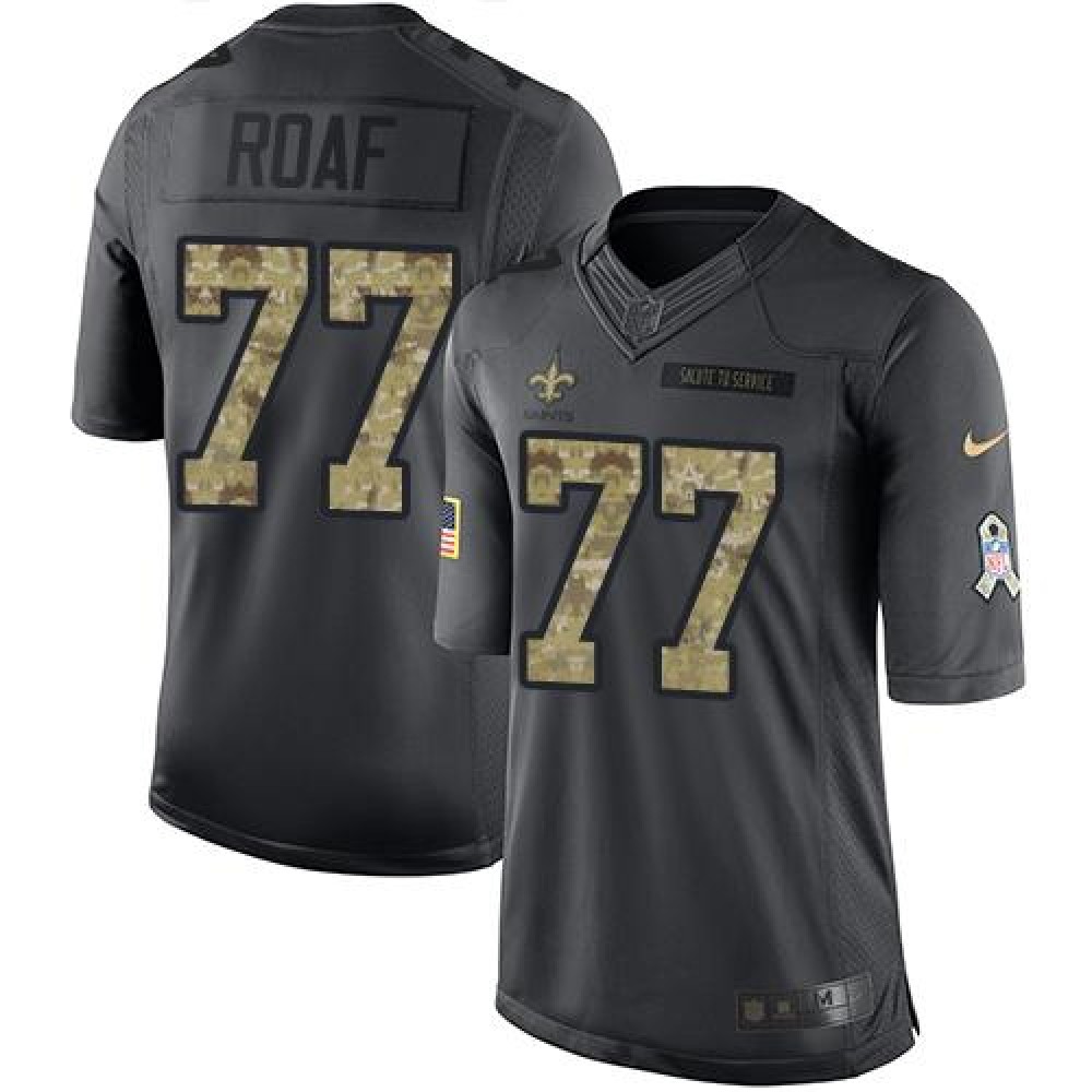 Saints #77 Willie Roaf Black Men's Stitched NFL Limited 2016 Salute To Service Jersey