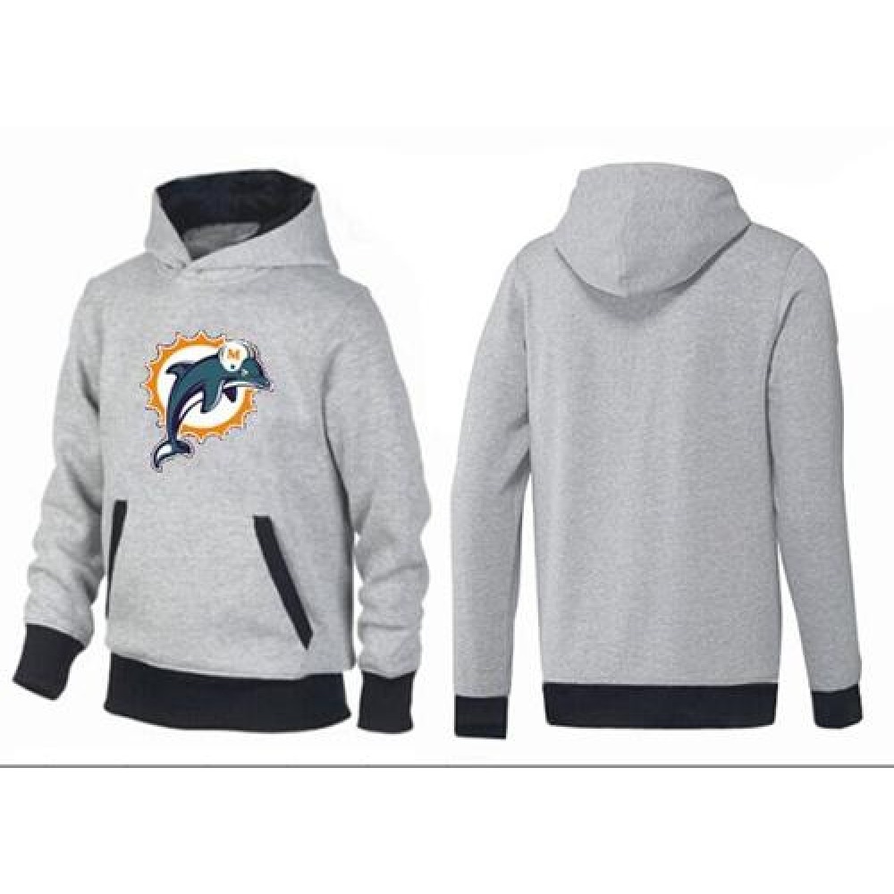 Miami Dolphins Logo Pullover Hoodie Grey & Black