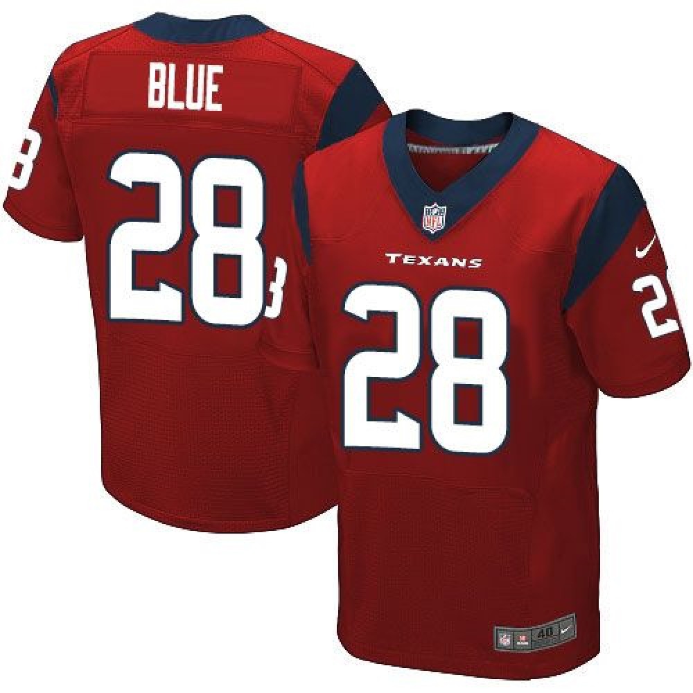Texans #28 Alfred Blue Red Alternate Men's Stitched NFL Elite Jersey