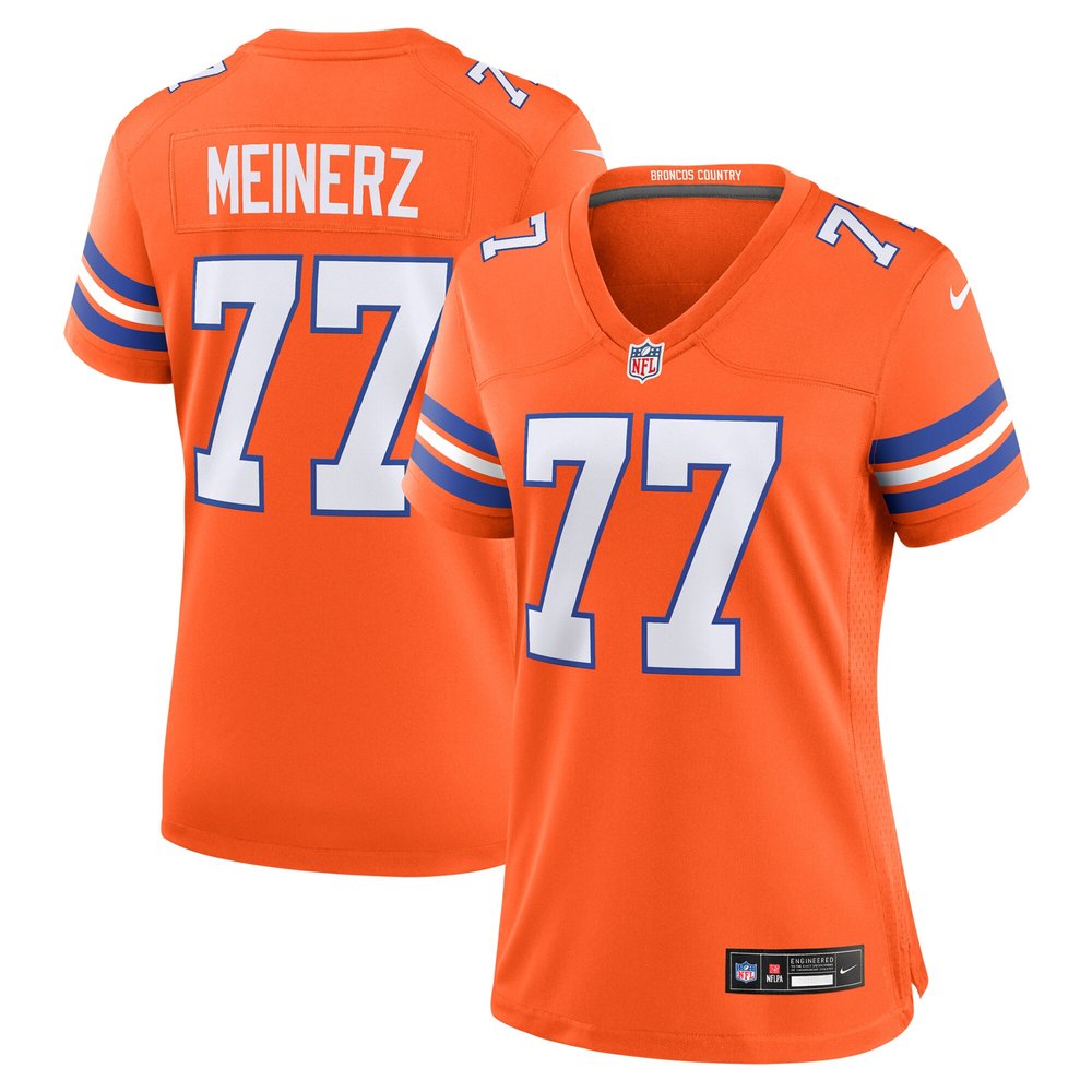 Women's Denver Broncos Quinn MeinerzOrange Mile High Collection 1977 Throwback Player Game Jersey