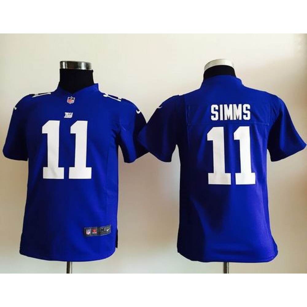 Giants #11 Phil Simms Royal Blue Team Color Youth Stitched NFL Elite Jersey