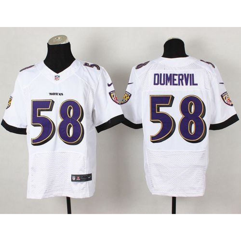 Ravens #58 Elvis Dumervil White Men's Stitched NFL New Elite Jersey