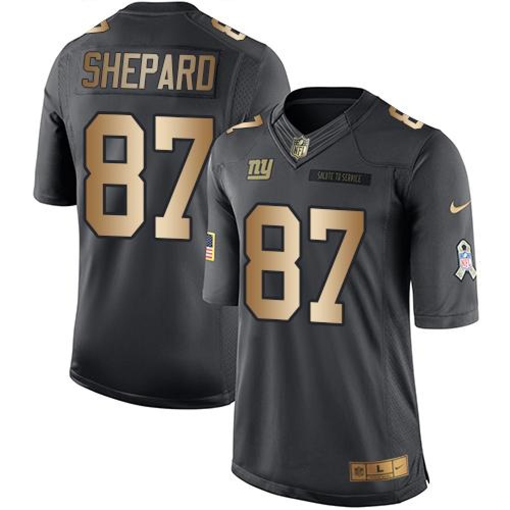 Giants #87 Sterling Shepard Black Men's Stitched NFL Limited Gold Salute To Service Jersey