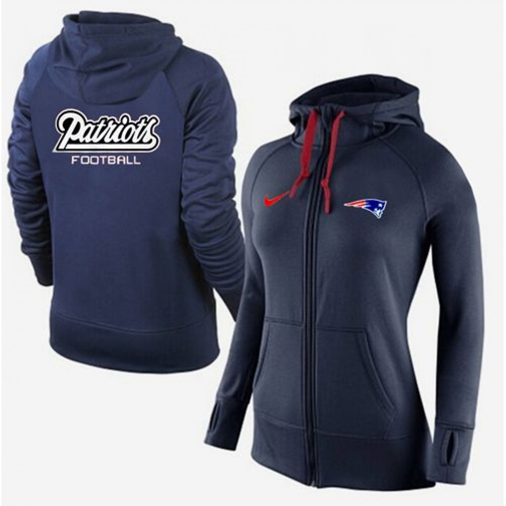 Women'sNew England Patriots Full-Zip Performance Hoodie Dark Blue