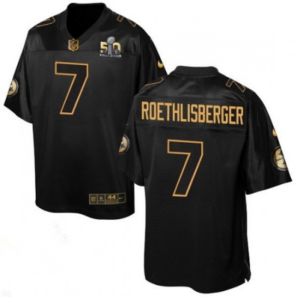 Steelers #7 Ben Roethlisberger Black Men's Stitched NFL Elite Pro Line Gold Collection Jersey