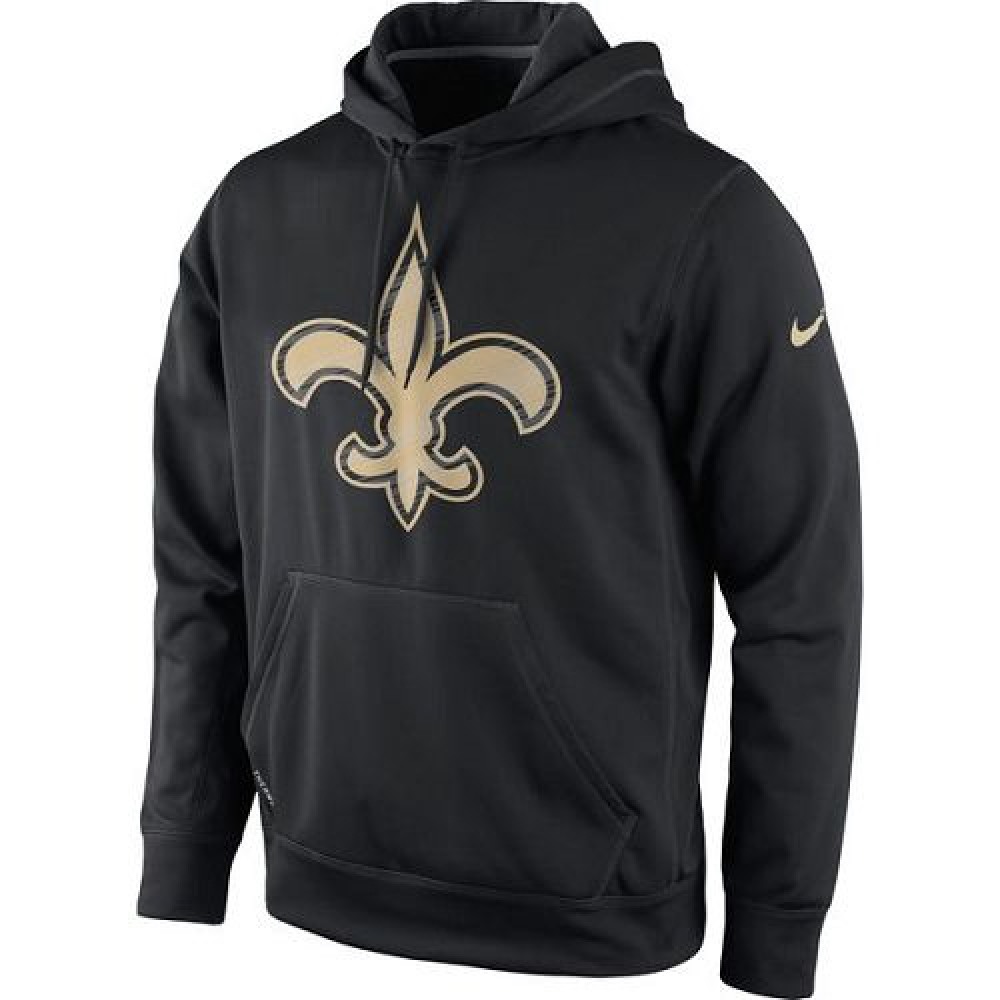 Men's New Orleans SaintsBlack Warp Performance Pullover Hoodie