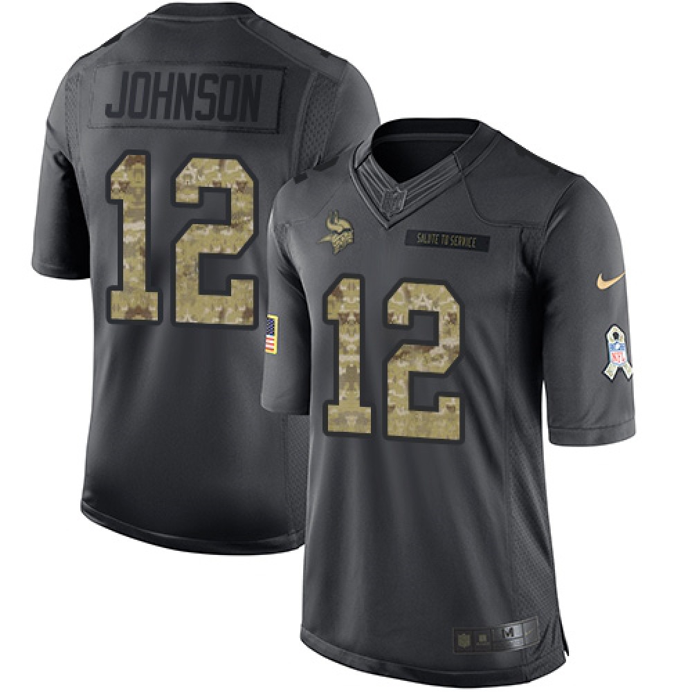 Vikings #12 Charles Johnson Black Men's Stitched NFL Limited 2016 Salute To Service Jersey
