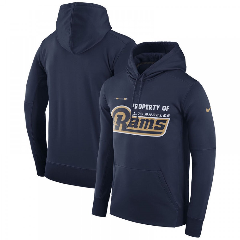 Men's Los Angeles RamsNavy Sideline Property Of Performance Pullover Hoodie