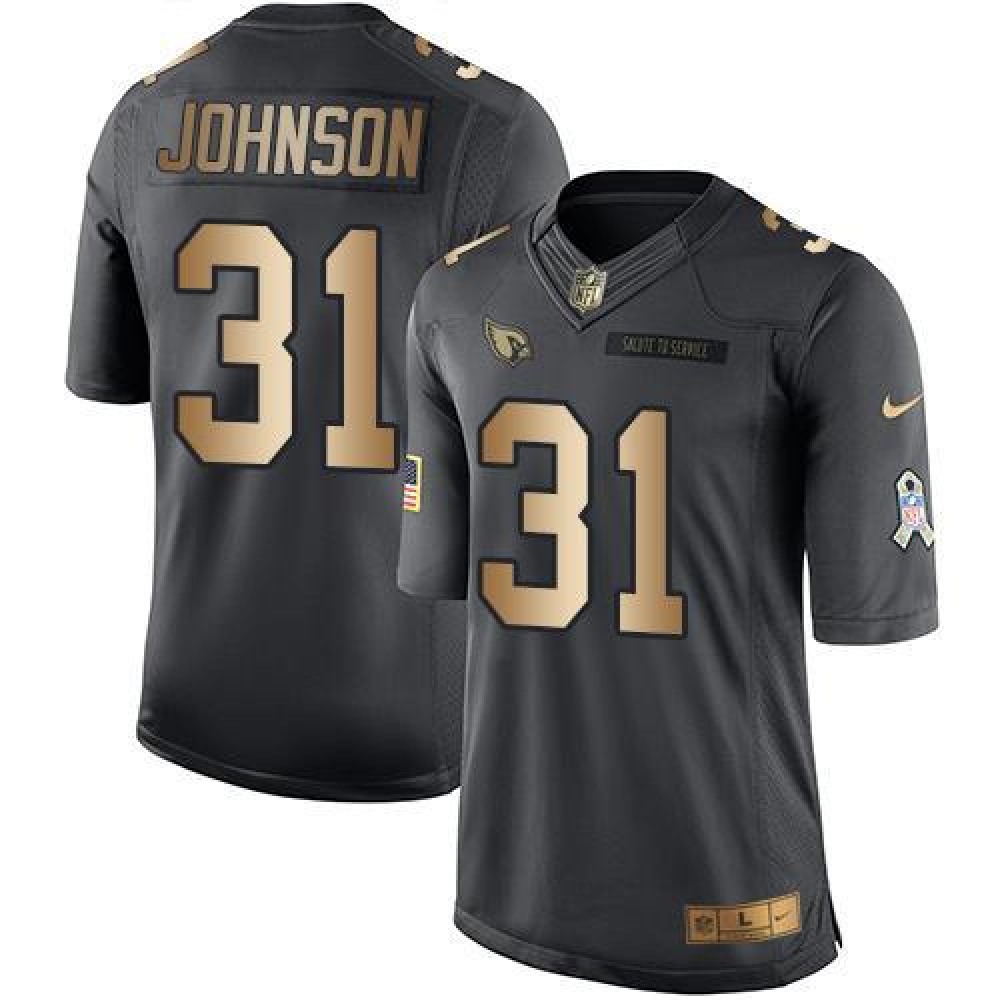 Cardinals #31 David Johnson Black Men's Stitched NFL Limited Gold Salute To Service Jersey