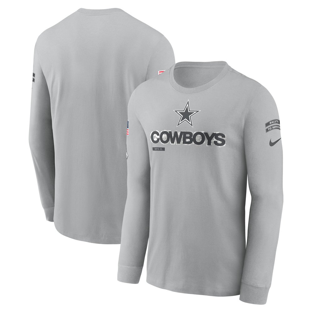 Men's Dallas CowboysGray 2024 Salute To Service Long Sleeve T-Shirt