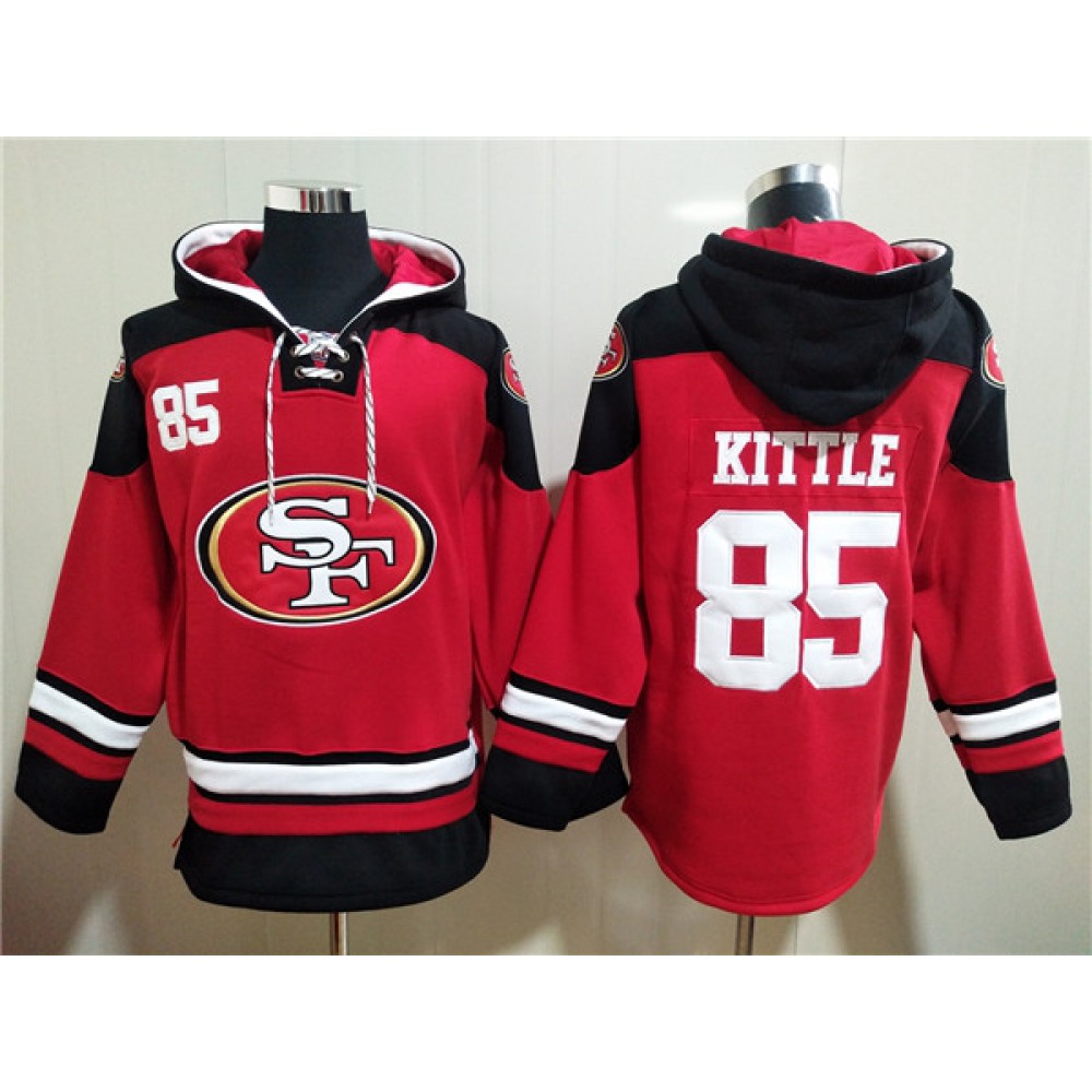 Men's San Francisco 49ers #85 George Kittle Red All Stitched Sweatshirt Hoodie