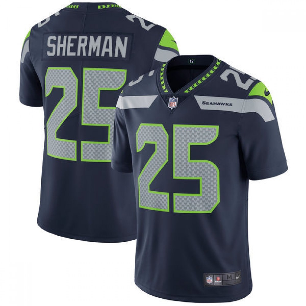 Men's Seattle Seahawks #25 Richard ShermanCollege Navy Vapor Untouchable Limited Stitched NFL Jersey
