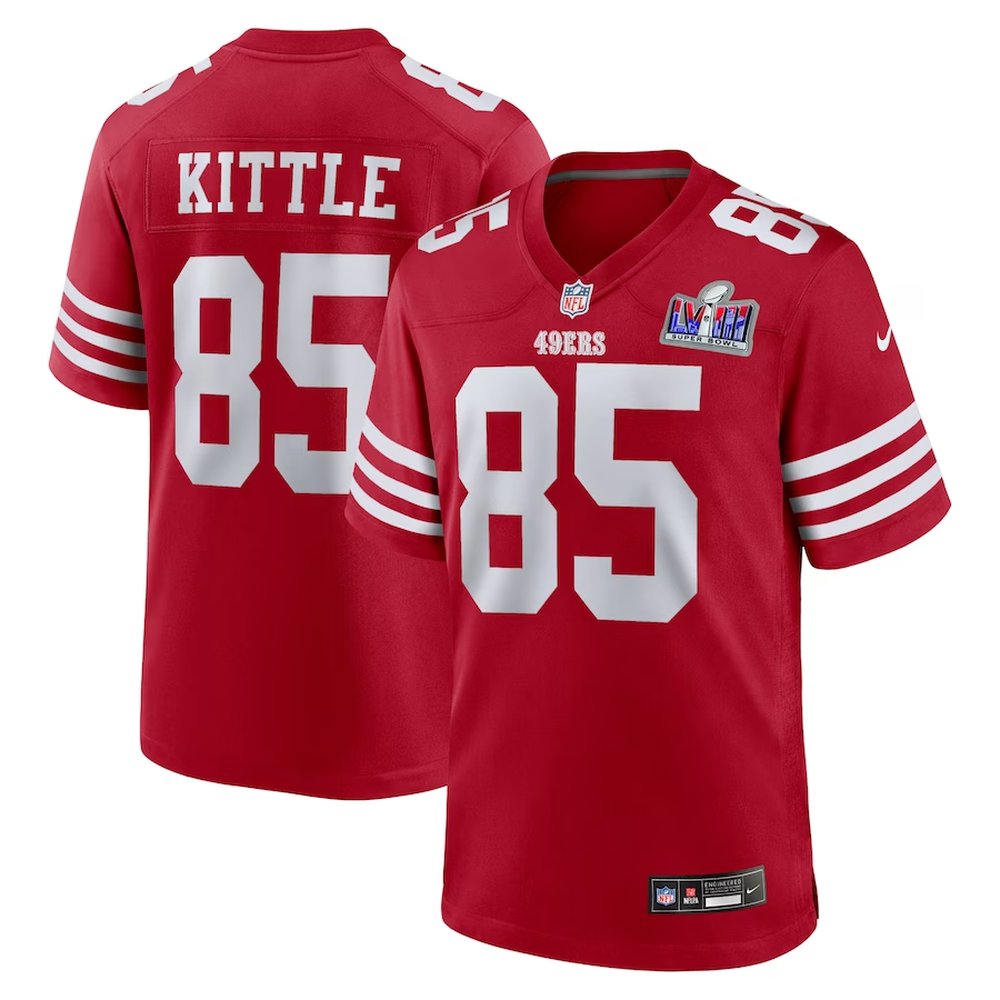Men's San Francisco 49ers #85 George KittleScarlet Super Bowl LVIII Game Jersey