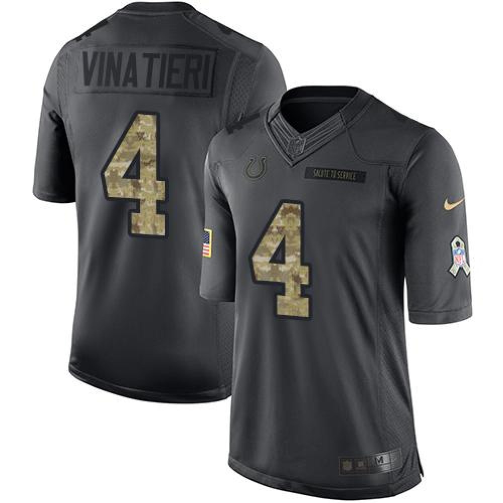 Colts #4 Adam Vinatieri Black Men's Stitched NFL Limited 2016 Salute to Service Jersey