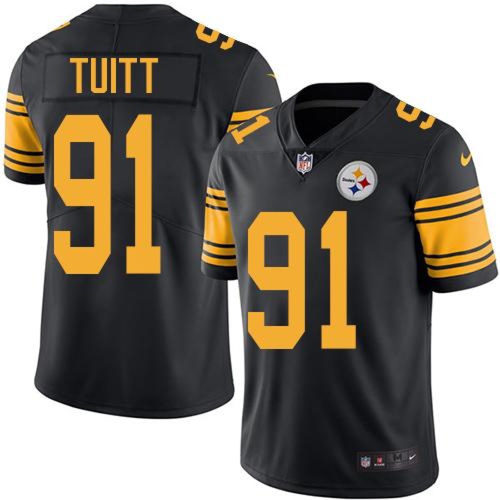 Steelers #91 Stephon Tuitt Black Men's Stitched NFL Limited Rush Jersey