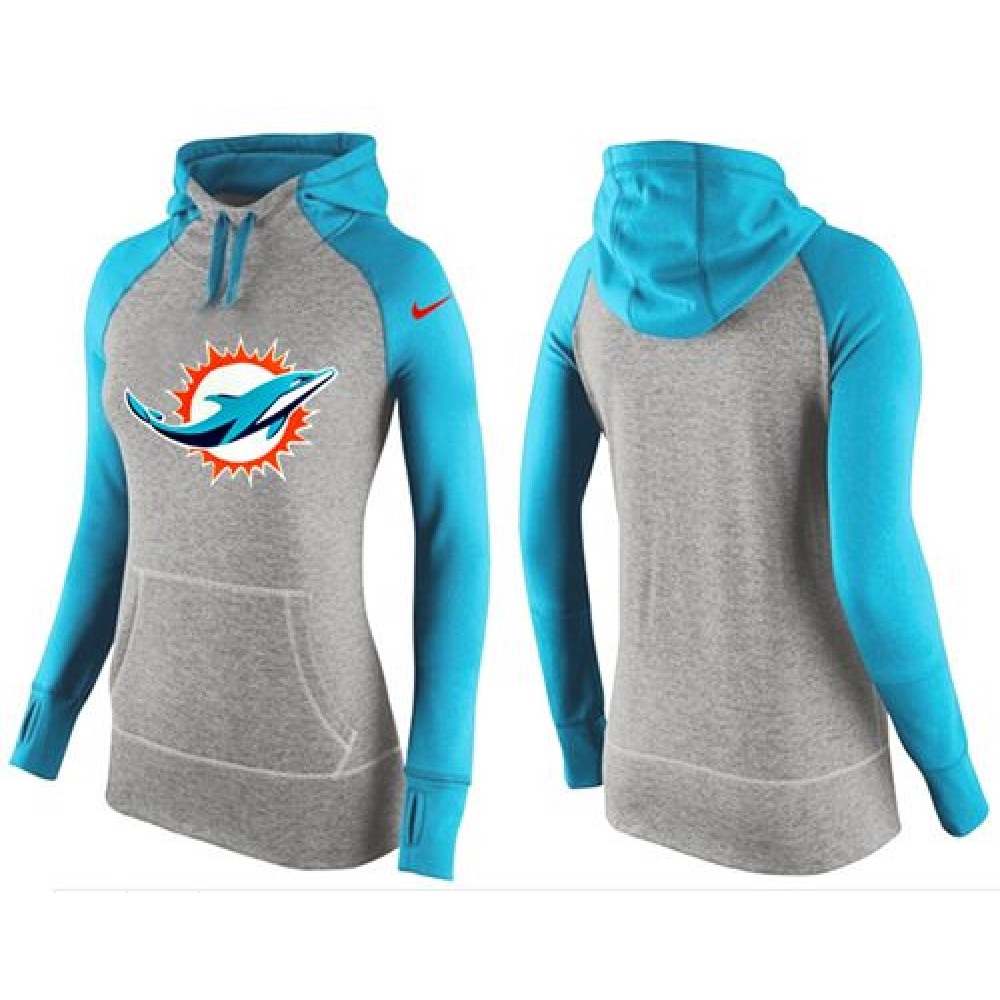 Women'sMiami Dolphins Performance Hoodie Grey & Blue_2