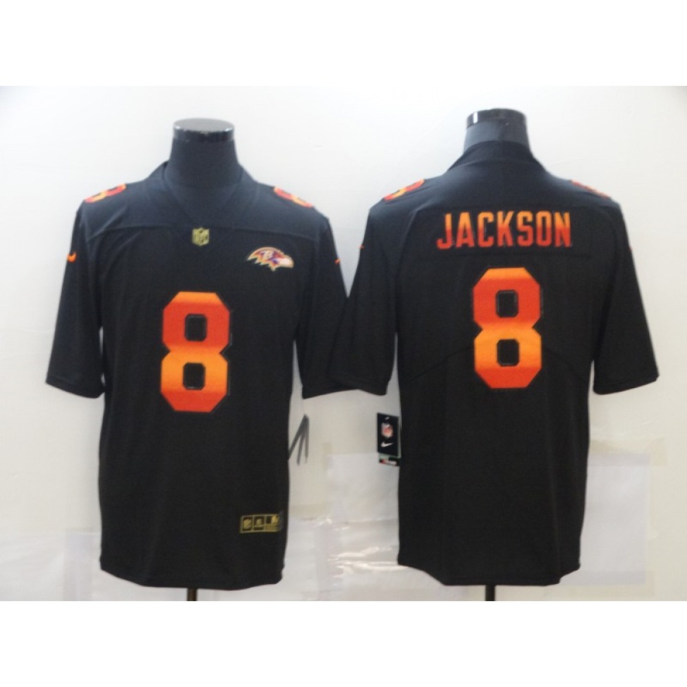 Men's Baltimore Ravens #8 Lamar Jackson 2020 Black Fashion Limited Stitched Jersey