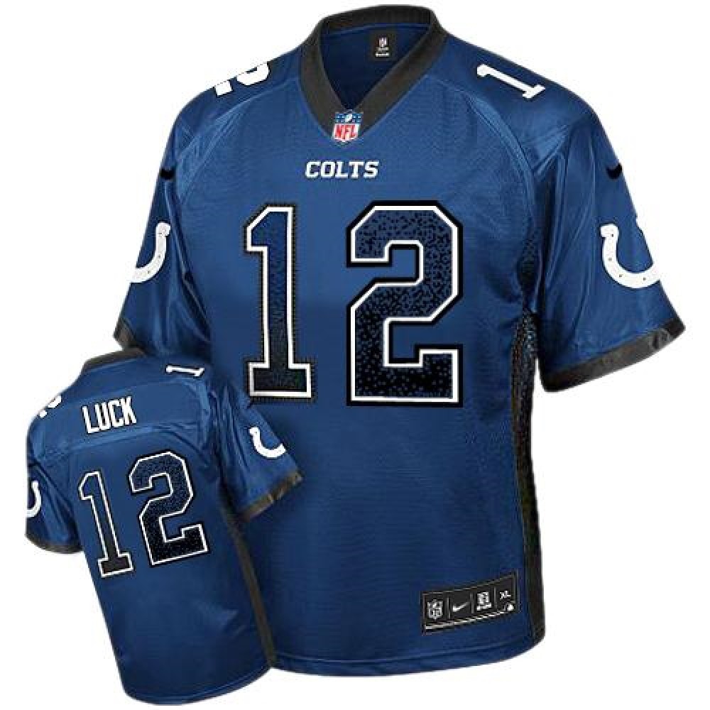 Colts #12 Andrew Luck Royal Blue Team Color Youth Stitched NFL Elite Drift Fashion Jersey