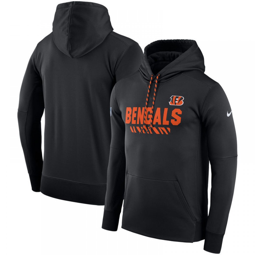 Men's Cincinnati BengalsBlack Sideline Team Name Performance Pullover Hoodie
