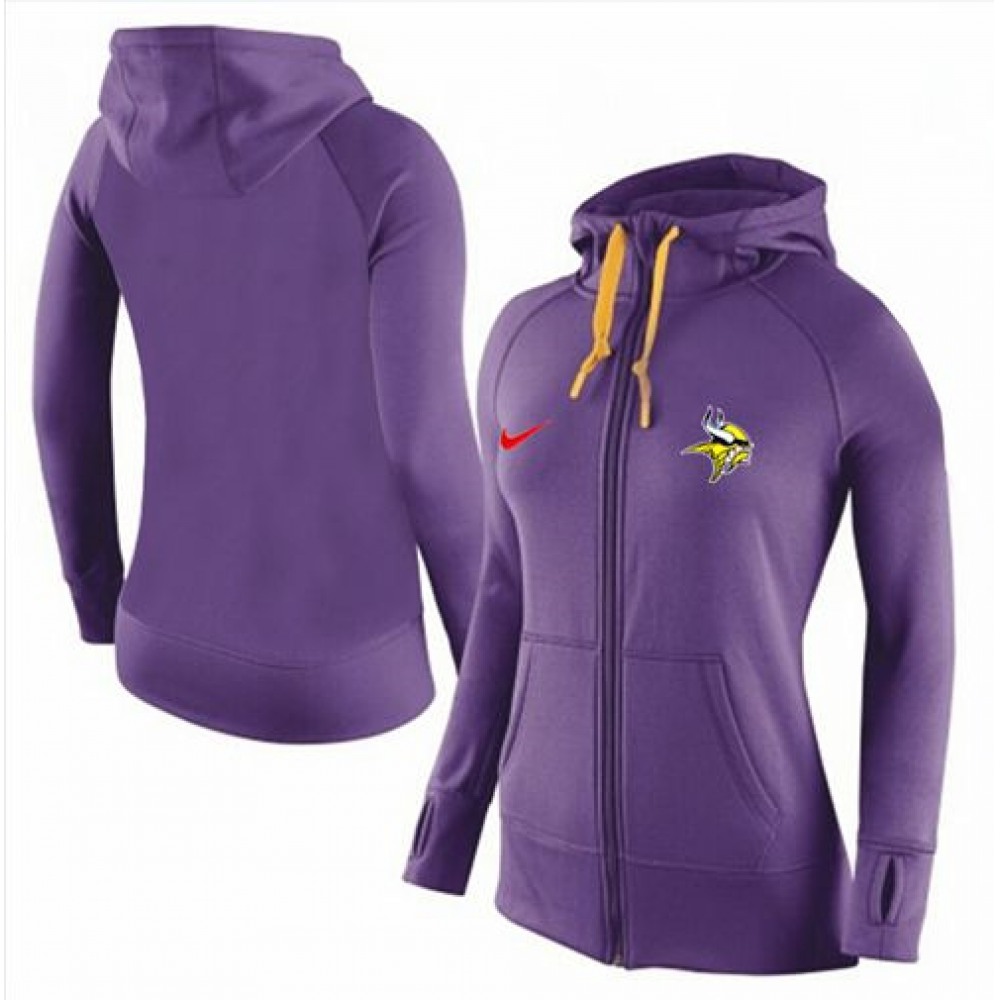 Women'sMinnesota Vikings Full-Zip Performance Hoodie Purple_2
