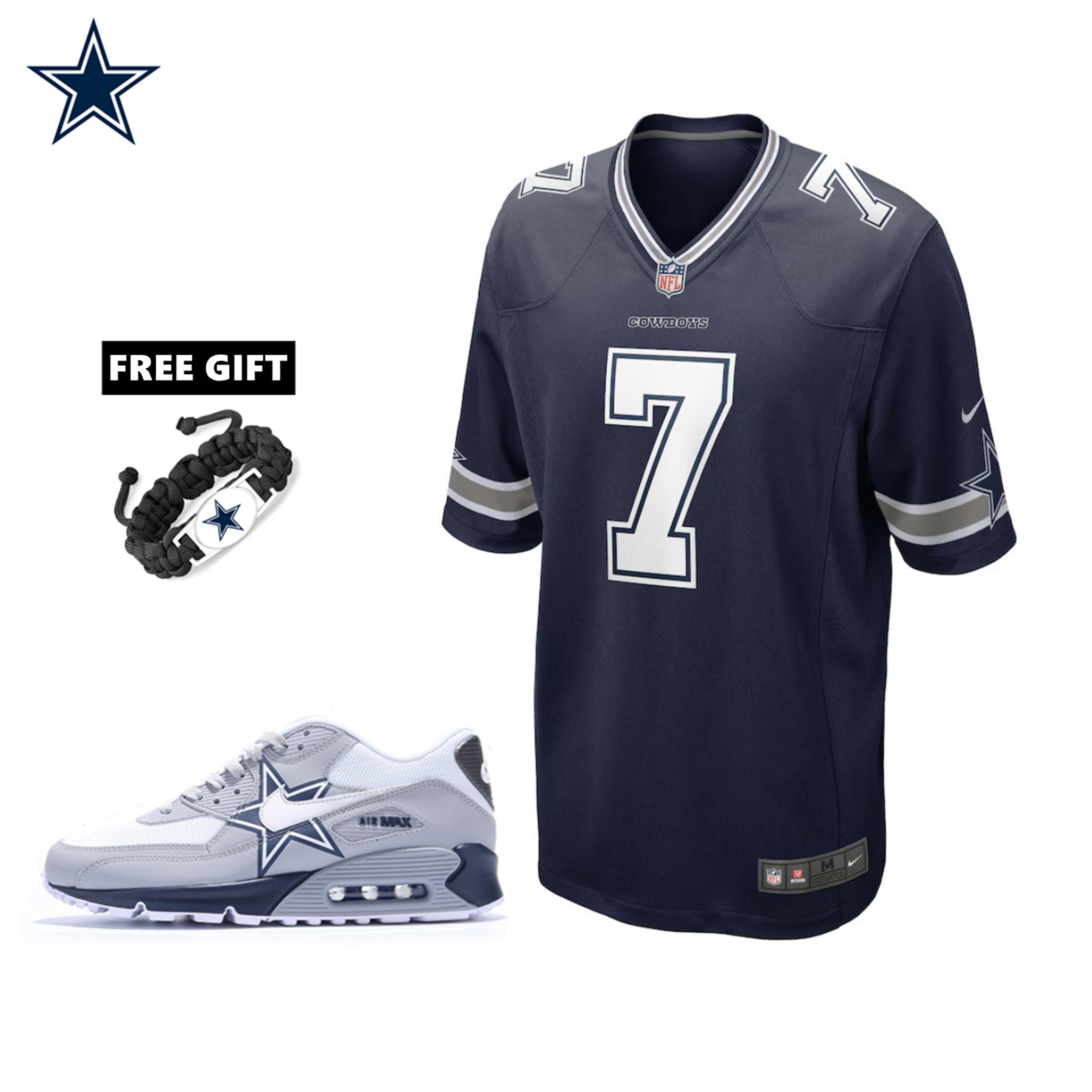🔥Combo Sale - Dallas Cowboys Trevon Diggs Nike Navy Game Jersey & Air Max 90 Classic Sneakers