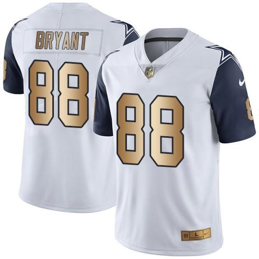 Cowboys #88 Dez Bryant White Men's Stitched NFL Limited Gold Rush Jersey
