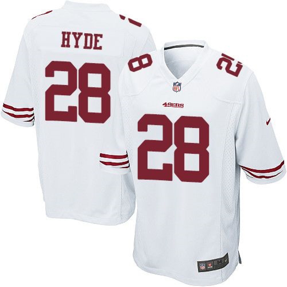 49ers #28 Carlos Hyde White Youth Stitched NFL Elite Jersey