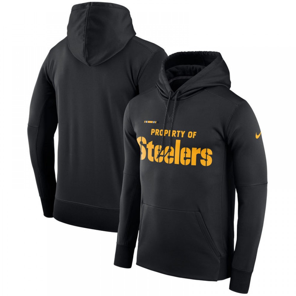 Men's Pittsburgh SteelersBlack Sideline Property Of Performance Pullover Hoodie