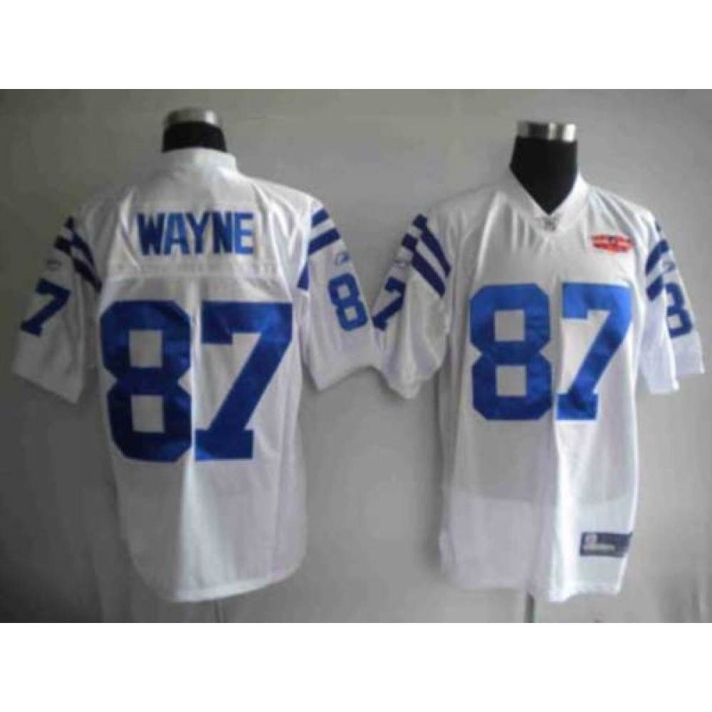 Colts #87 Reggie Wayne White With Super Bowl Patch Stitched Youth NFL Jersey