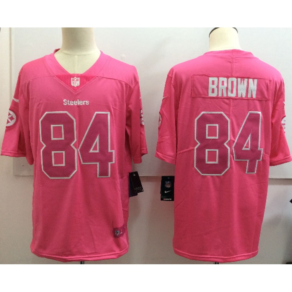Men'sSteelers #84 Antonio Brown Pink Limited Rush Stitched NFL Jersey