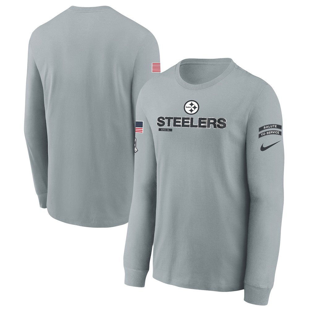 Youth Pittsburgh SteelersGray 2024 Salute To Service Long Sleeve T-Shirt