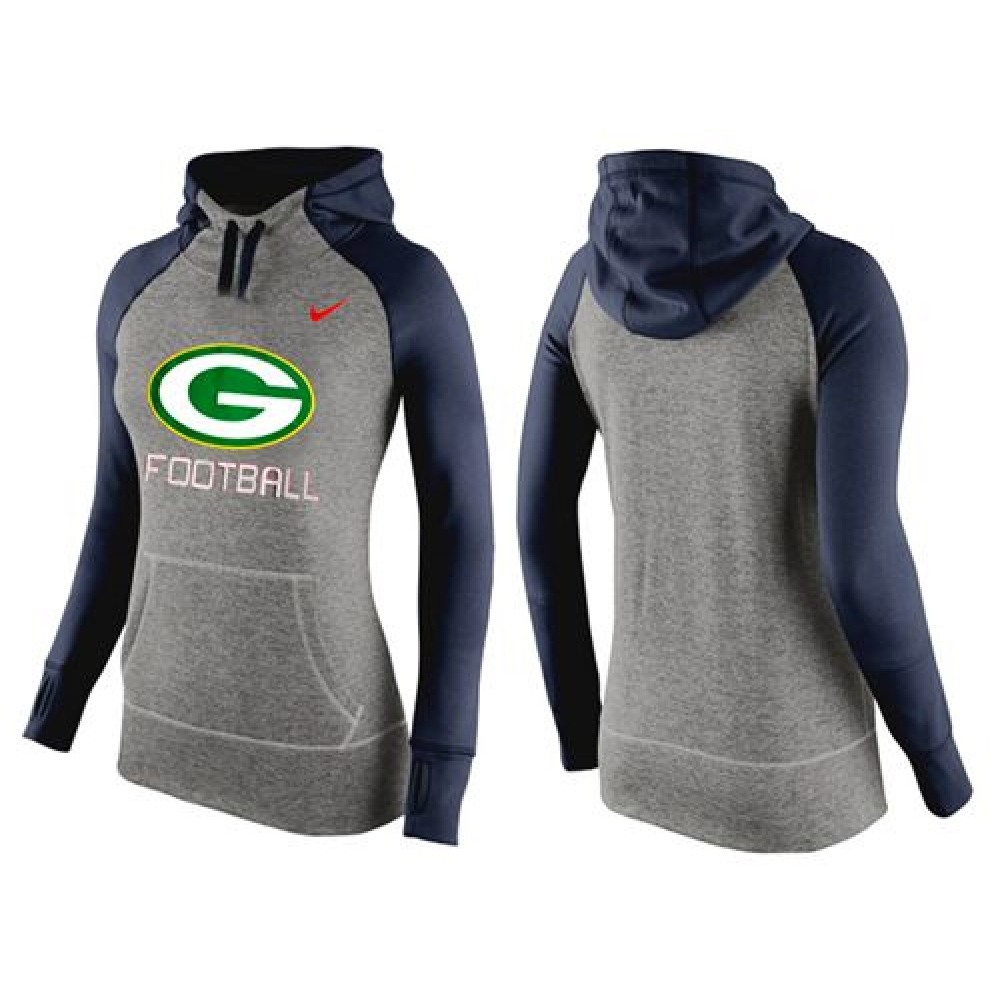Women'sGreen Bay Packers Performance Hoodie Grey & Dark Blue