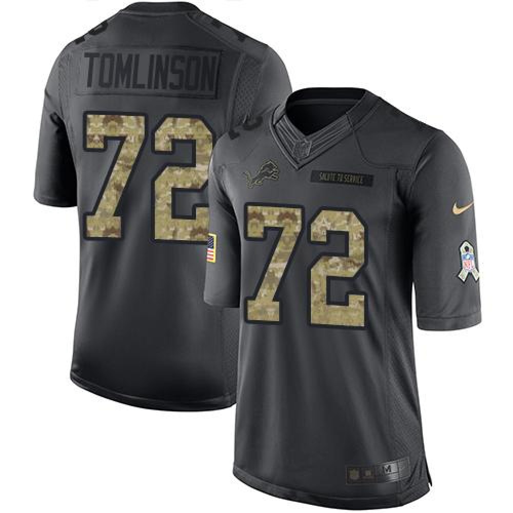 Lions #72 Laken Tomlinson Black Youth Stitched NFL Limited 2016 Salute to Service Jersey
