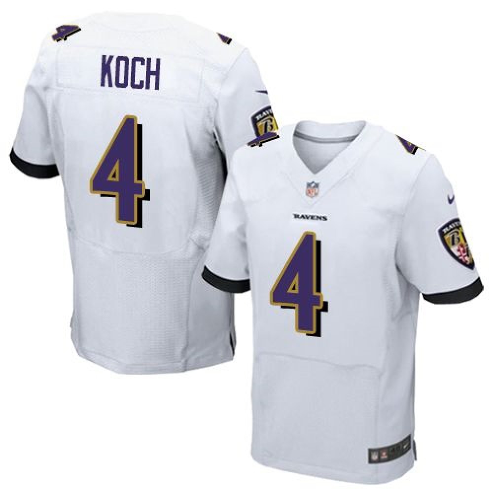 Ravens #4 Sam Koch White Men's Stitched NFL New Elite Jersey