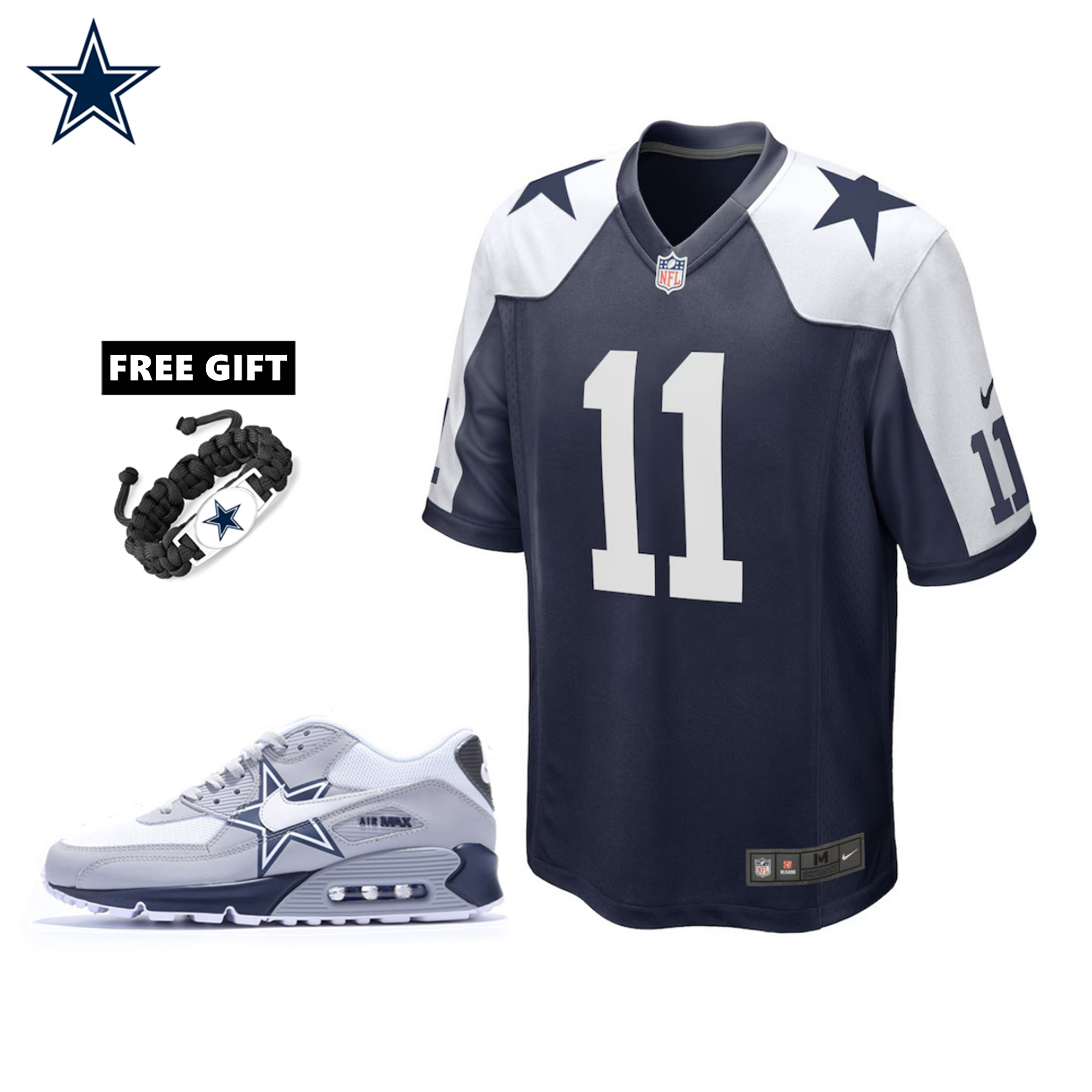 🔥Combo Sale - Dallas Cowboys Micah Parsons Nike Navy Alternate Game Jersey & Air Max 90 Classic Sneakers
