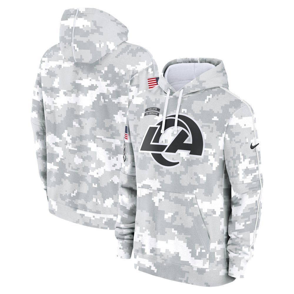 Men's Los Angeles RamsArctic Camo 2024 Salute to Service Club Fleece Pullover Hoodie
