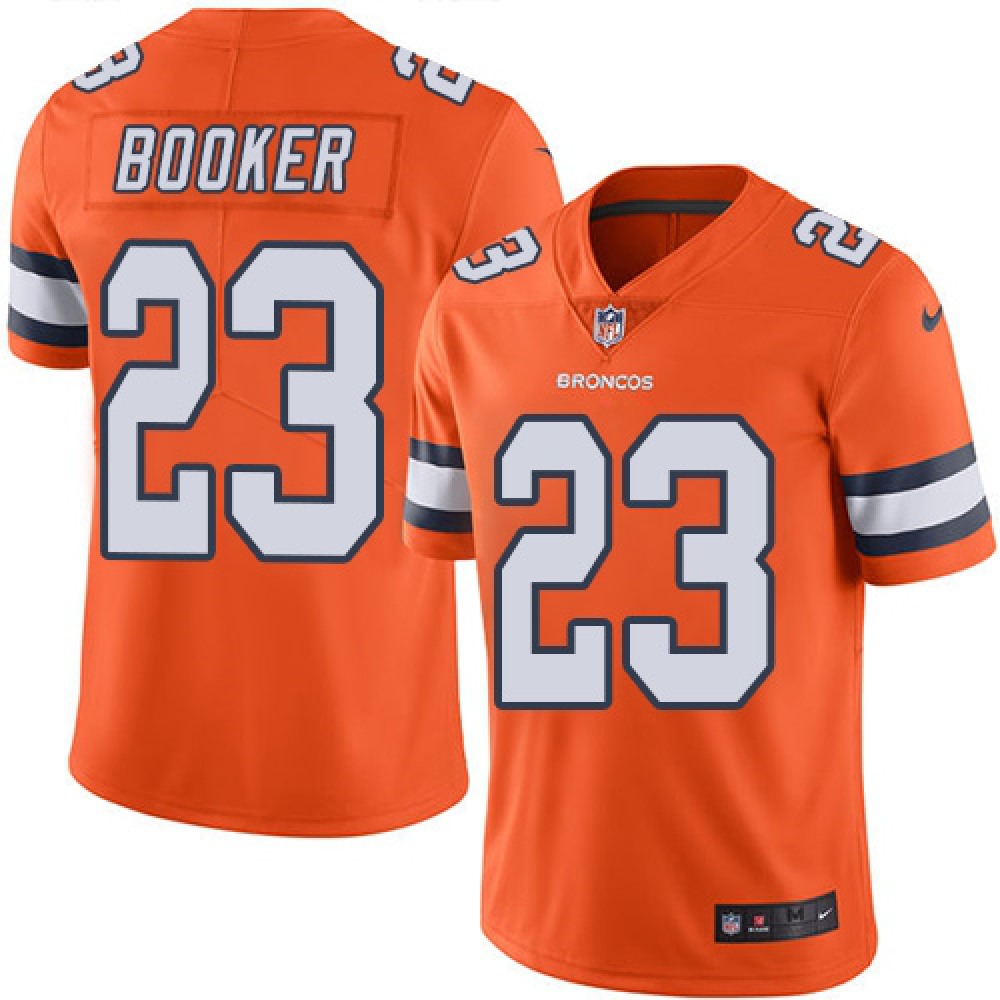 Broncos #23 Devontae Booker Orange Men's Stitched NFL Limited Rush Jersey