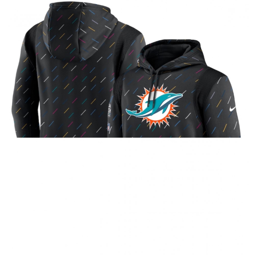 Men's Miami Dolphins 2021 Charcoal Crucial Catch Therma Pullover Hoodie