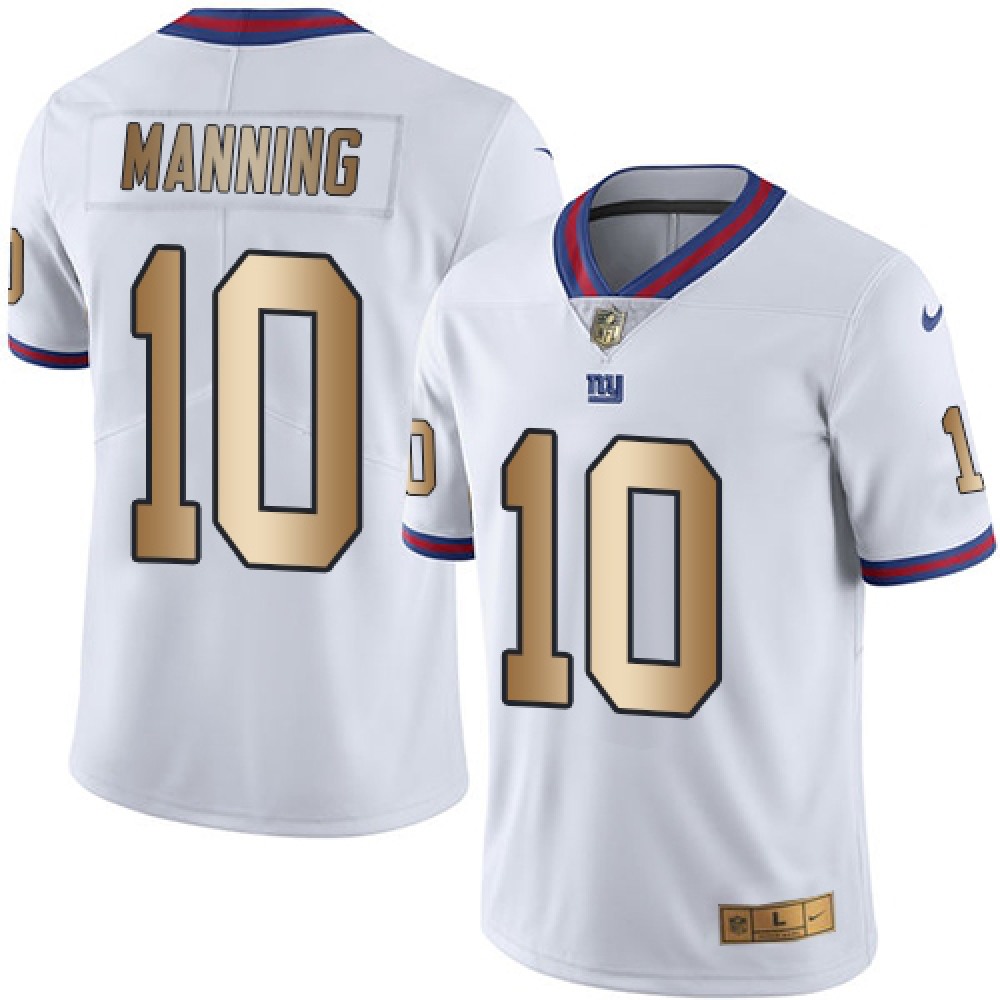 Giants #10 Eli Manning White Men's Stitched NFL Limited Gold Rush Jersey