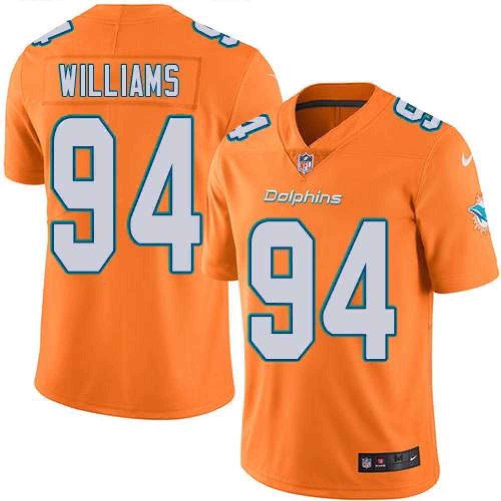 Dolphins #94 Mario Williams Orange Men's Stitched NFL Limited Rush Jersey