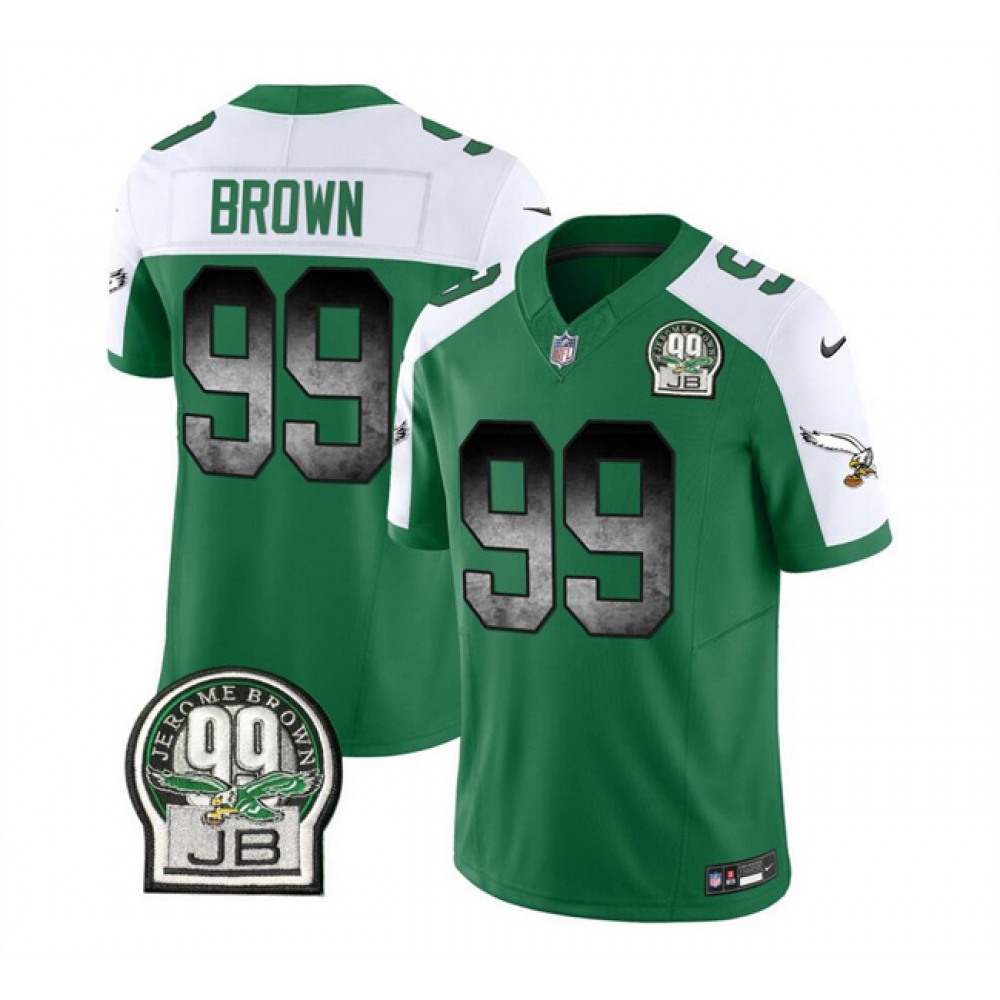 Men's Philadelphia Eagles #99 Jerome Brown Green/White 2023 F.U.S.E. Throwback Vapor Untouchable Limited Stitched Football Jersey