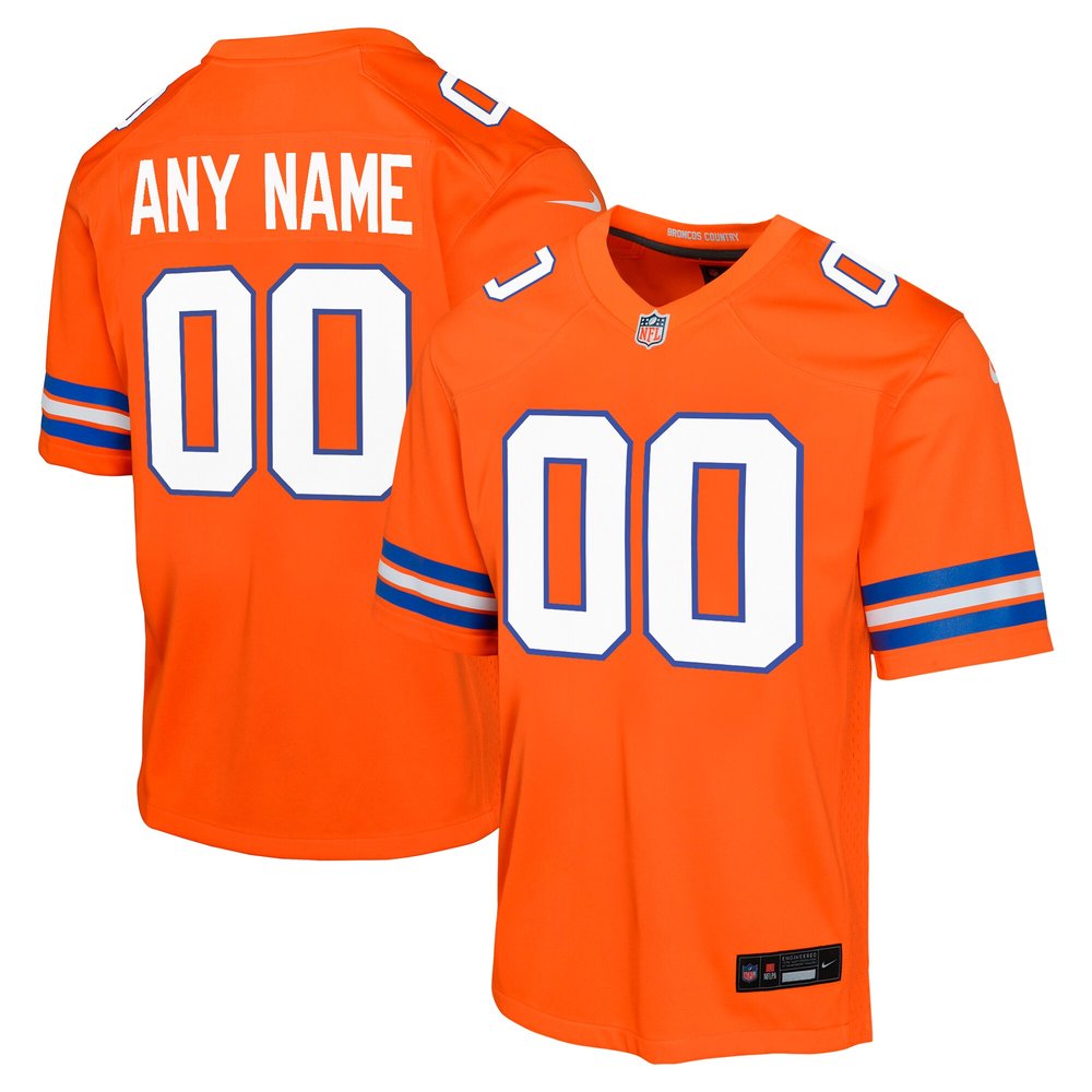 Youth Denver BroncosOrange Mile High Collection 1977 Throwback Custom Game Jersey