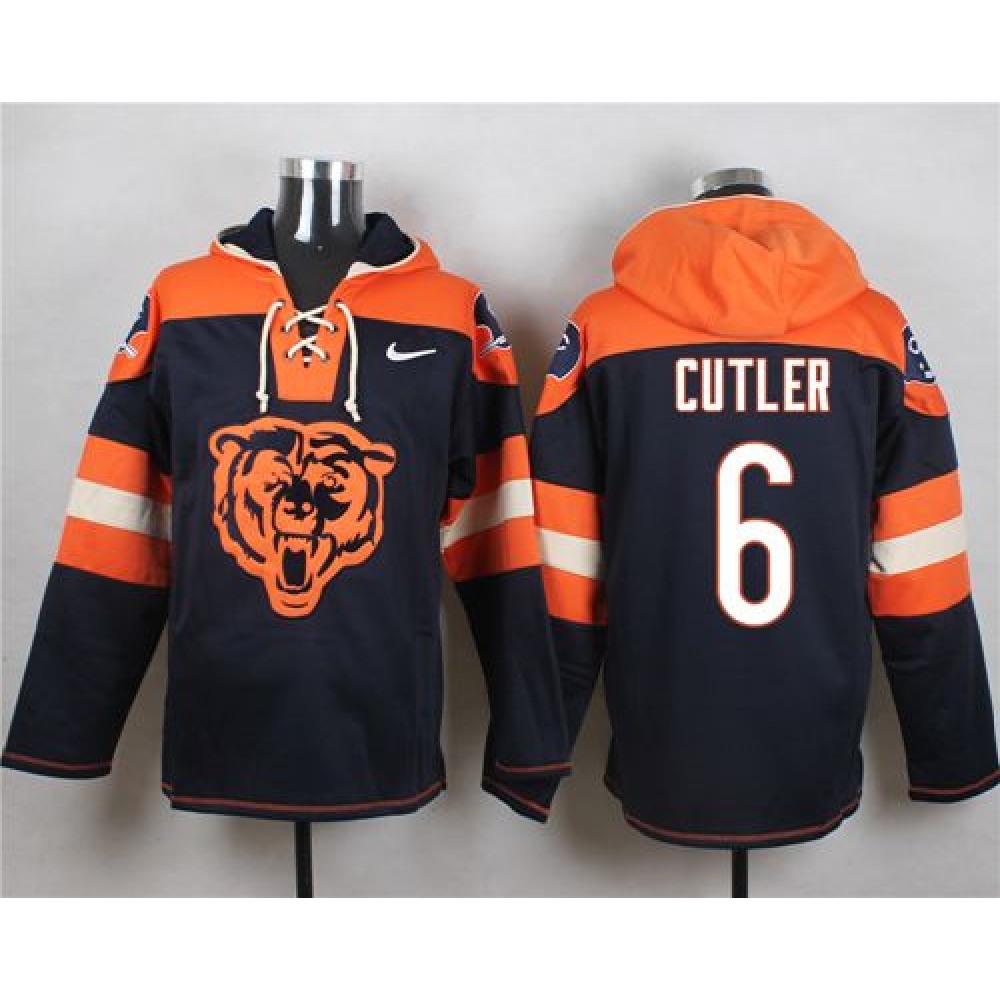 Bears #6 Jay Cutler Navy Blue Player Pullover NFL Hoodie