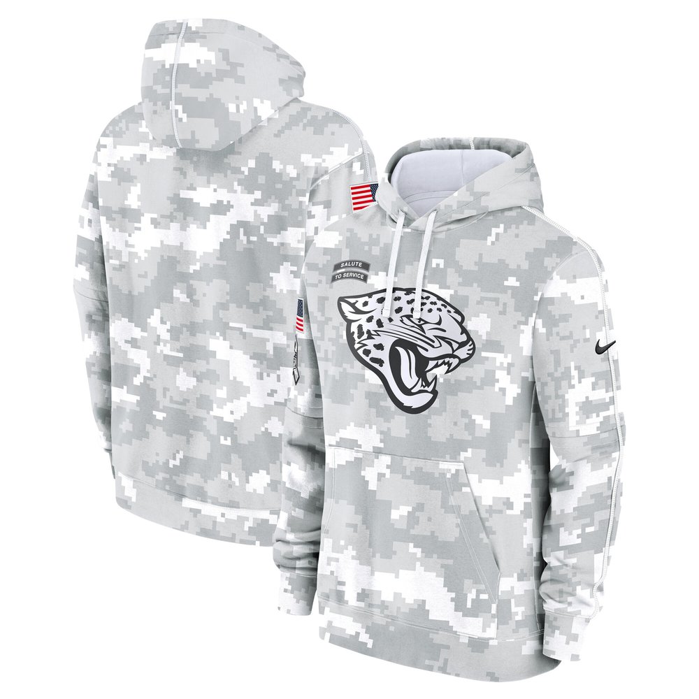 Men's Jacksonville JaguarsArctic Camo 2024 Salute to Service Club Fleece Pullover Hoodie