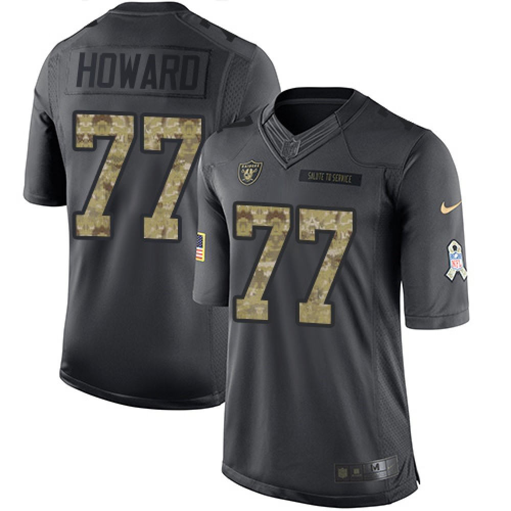 Raiders #77 Austin Howard Black Men's Stitched NFL Limited 2016 Salute To Service Jersey