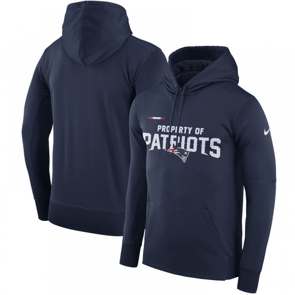 Men's New England PatriotsNavy Sideline Property Of Performance Pullover Hoodie