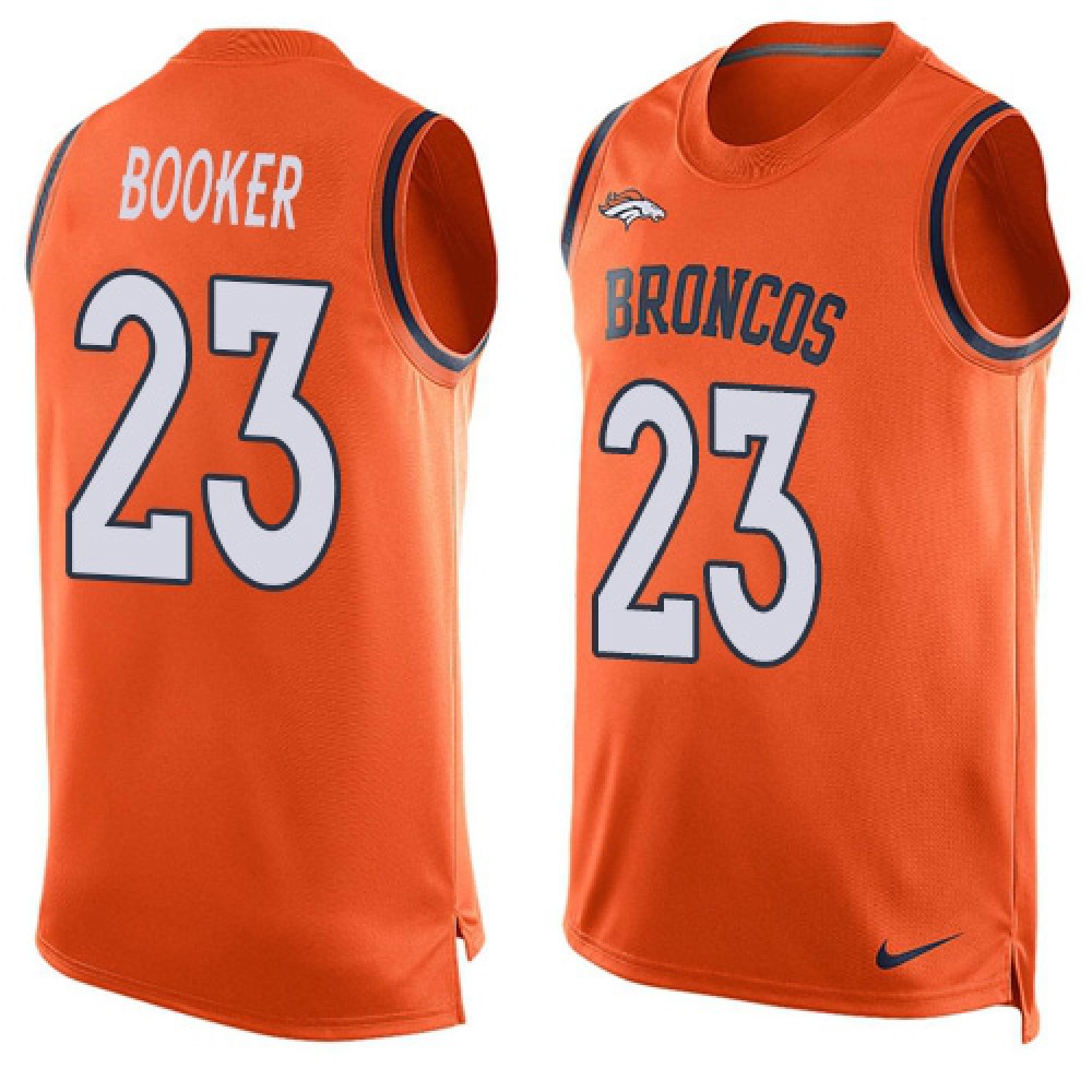 Broncos #23 Devontae Booker Orange Team Color Men's Stitched NFL Limited Tank Top Jersey