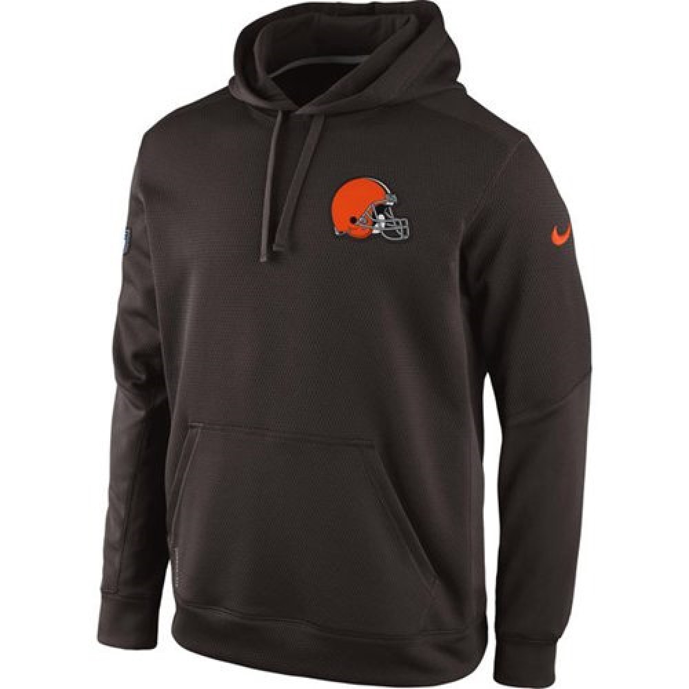 Cleveland Browns Historic LogoKO Chain Fleece Pullover Performance Hoodie Brown