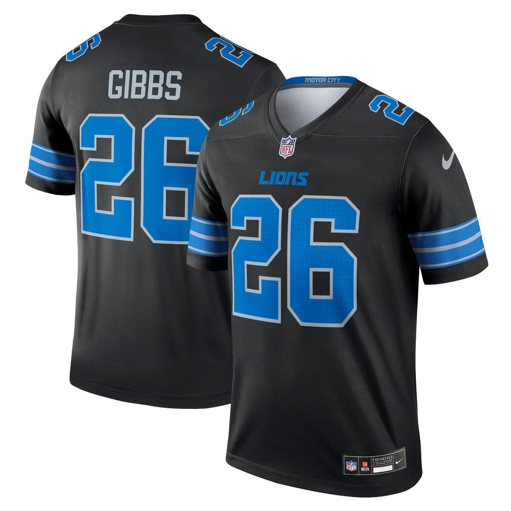 Men's Detroit Lions #26 Jahmyr GibbsBlack Legend Jersey