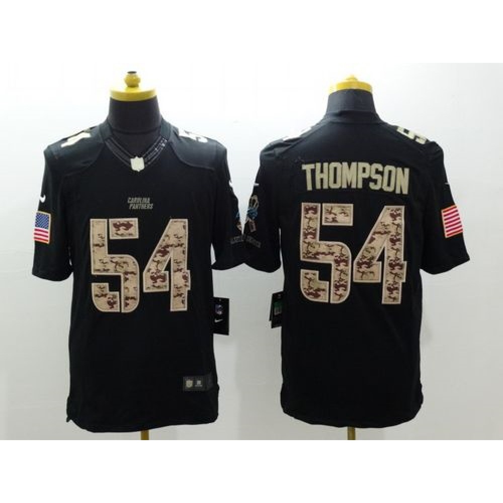 Panthers #54 Shaq Thompson Black Men's Stitched NFL Limited Salute to Service Jersey